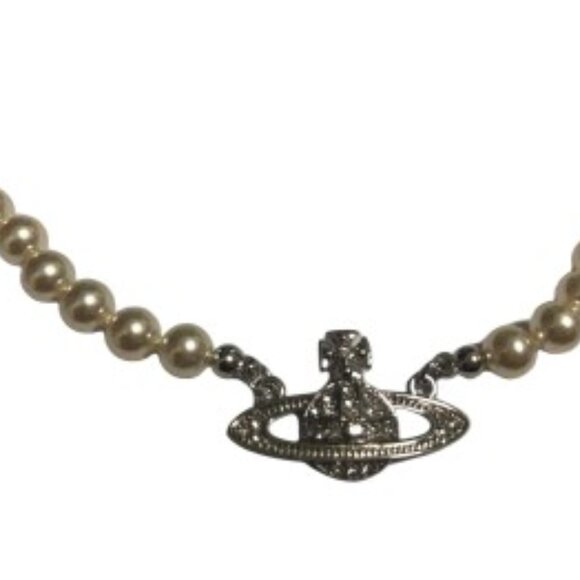 Vivienne Westwood Two-piece set of Saturn pearl necklaces (gold + silver) - Picture 4 of 4